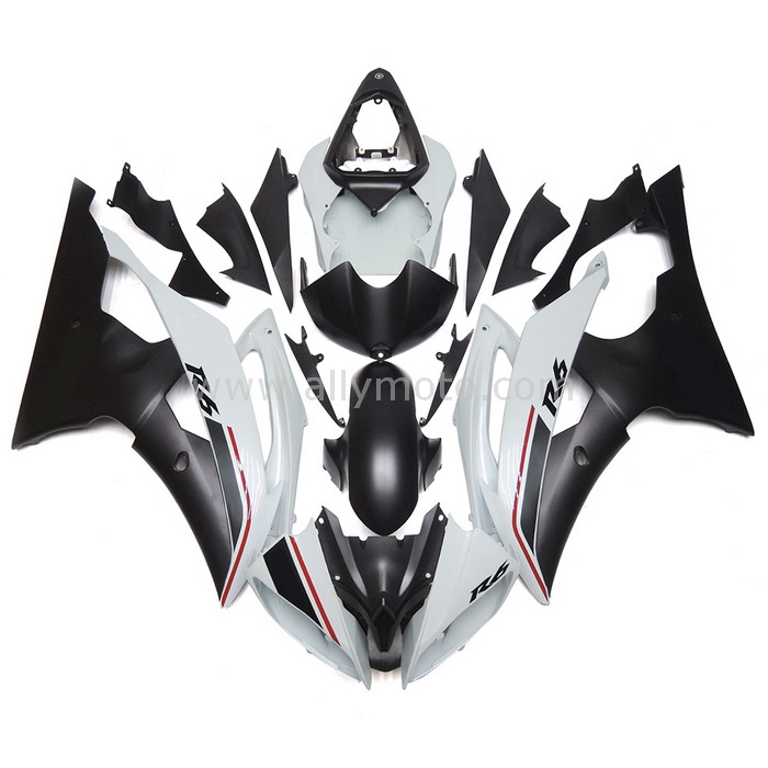 0495 Fairing Yamaha YZF 600 R6 08 09 10 11 12 13 14 15 White Black Kit-2